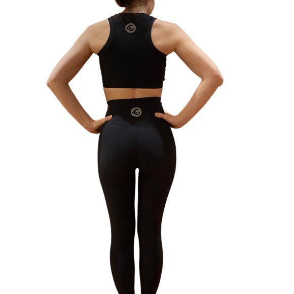 White Ribbed V line Pocket leggings high rise - Picture 10 of 16